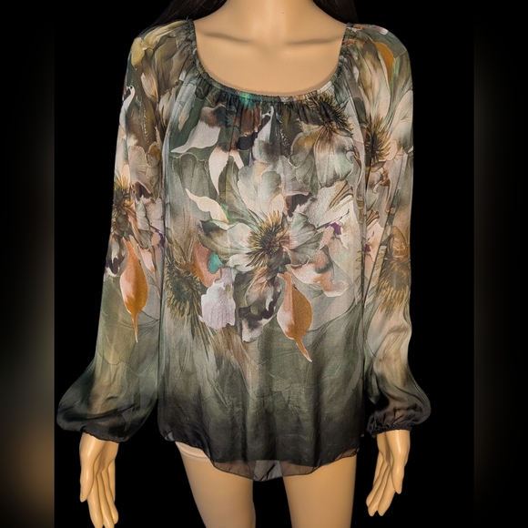Tempo Paris Silk Blouse Moody Jewel Colors - Picture 4 of 15